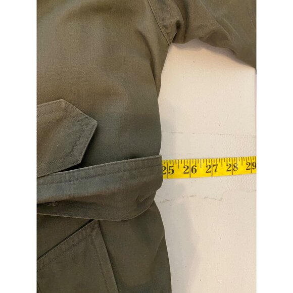 Jos. A. Bank Olive Green Trench Coat w/ Belt Brown Corduroy Collar - Picture 12 of 14